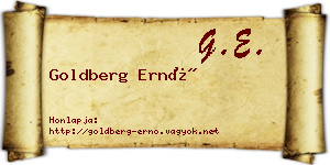 Goldberg Ernő névjegykártya